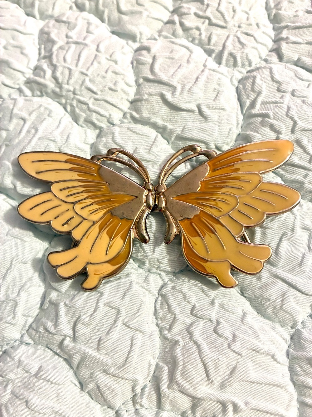 Vintage Enamel Butterfly Belt Buckle